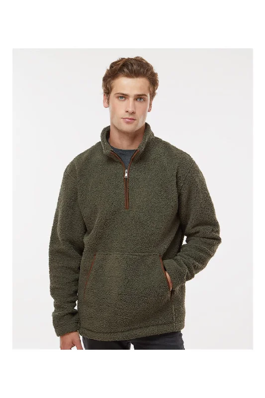 Boxercraft Mens Everest Fleece 1/4 Sweatshirt w/ Pouch Pocket - Olive Green - Closeout