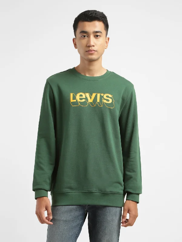 Men's Brand Logo Green Crew Neck Sweatshirt