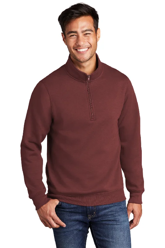 Port & Company Mens Core Fleece 1/4 Zip Sweatshirt - Maroon