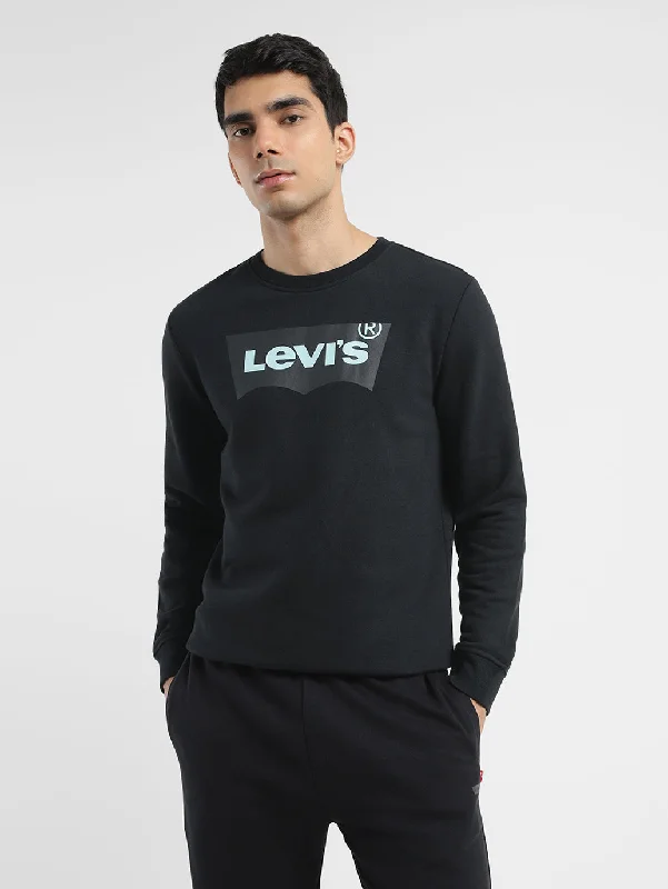 Men's Solid Black Crew Neck Sweatshirt