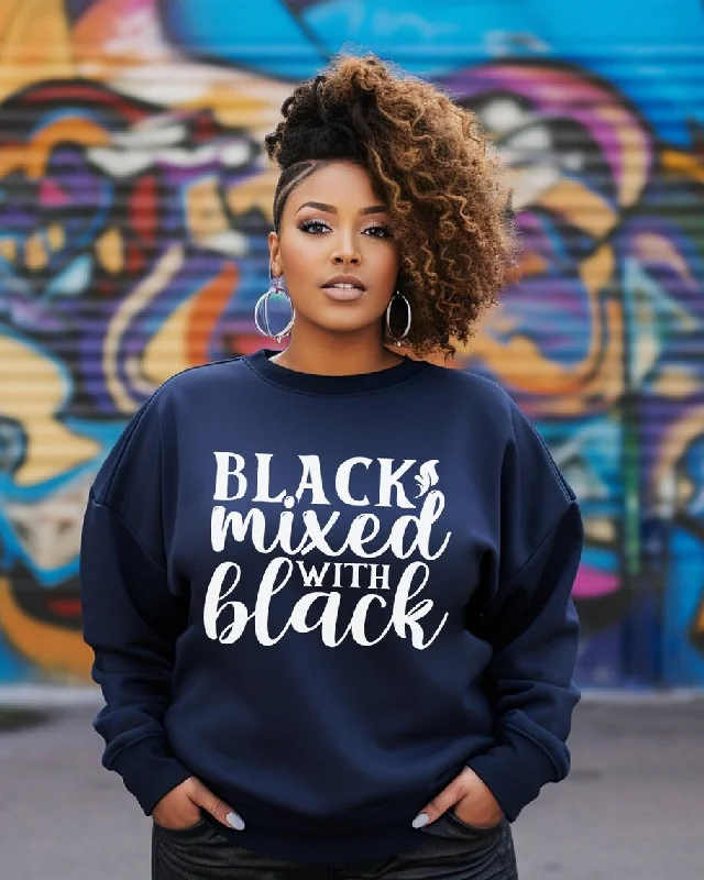 Dope Black Mixed With Black Crewneck Long Sleeve Sweatshirt