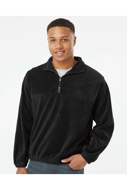 Burnside Mens Polar Fleece 1/4 Zip Sweatshirt w/ Pockets - Black