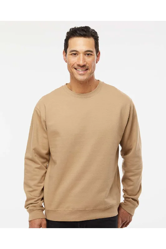 Independent Trading Co. Mens Crewneck Sweatshirt - Sandstone Brown