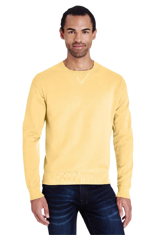 ComfortWash By Hanes Mens Crewneck Sweatshirt - Summer Squash Yellow