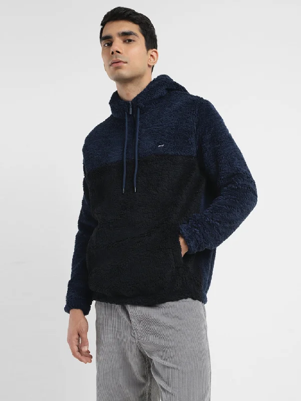 Men's Solid Blue Hooded Sweatshirt