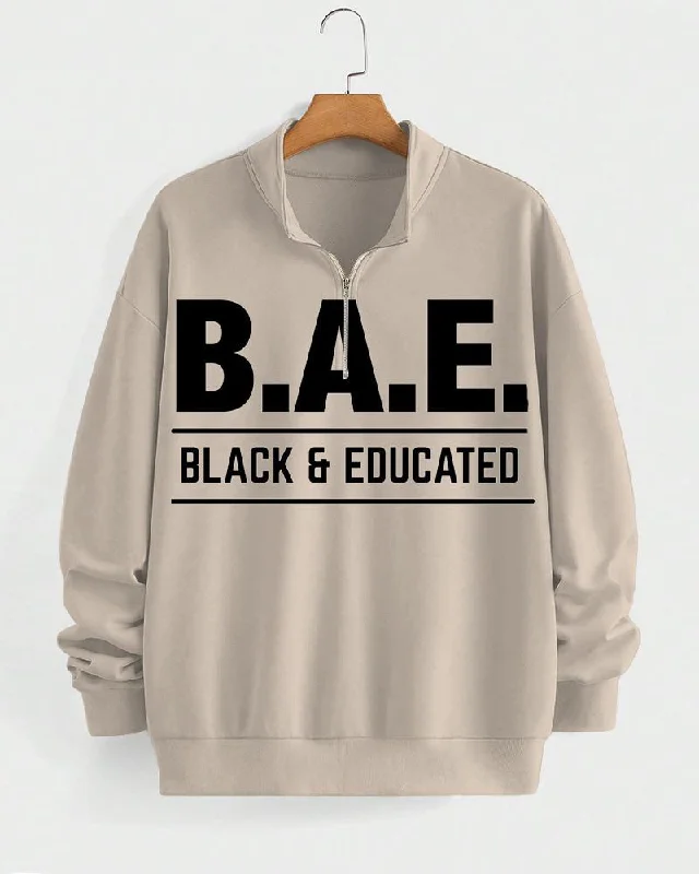 B.A.E High Collar Zipper Long Sleeve Casual Sweatshirt