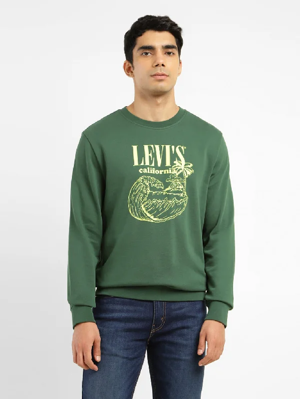 Men's Brand Logo Green Crew Neck Sweatshirt