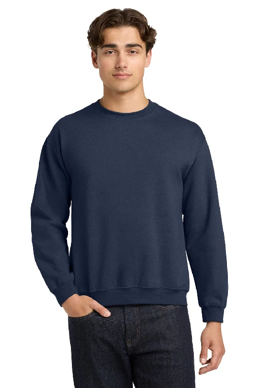 Gildan Mens Pill Resistant Fleece Crewneck Sweatshirt - Navy Blue