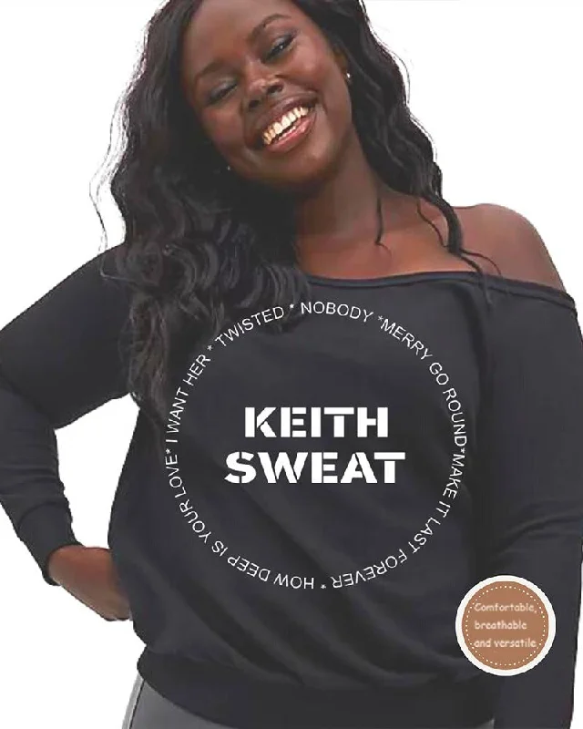 Keith Sweat Long-Sleeved Off-Shoulder Sweatshirt