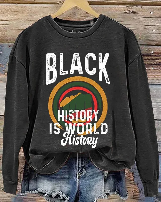 Black History Month Colored Casual Print Round Neck Top