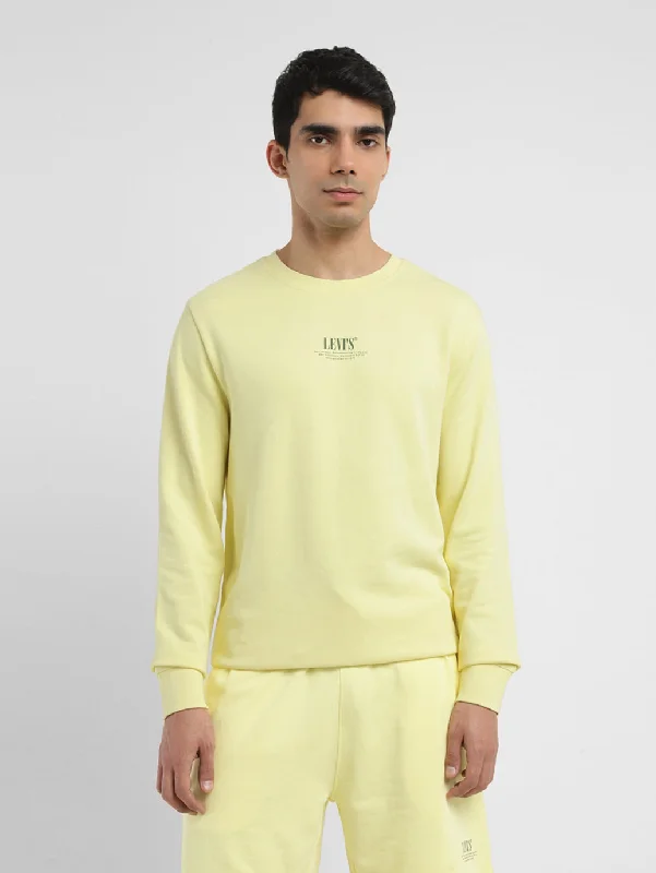 Men's Solid Yellow Crew Neck Sweatshirt