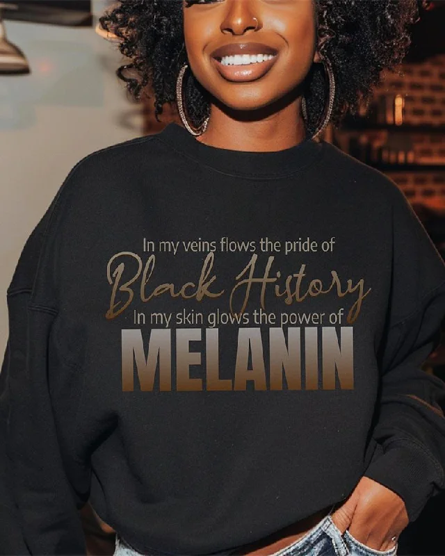 Black History Melanin Long Sleeve Crewneck Sweatshirt