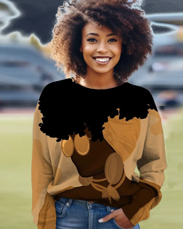 Black Art Printed Long Sleeve Sweatshirt