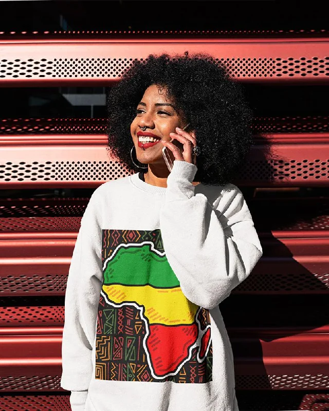 Ethnic Africa Map Long Sleeve Crewneck Sweatshirt