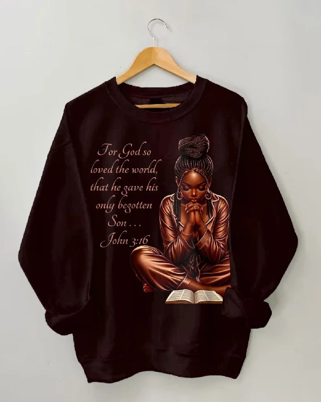 God So Loved the World Print Long Sleeve Sweatshirt