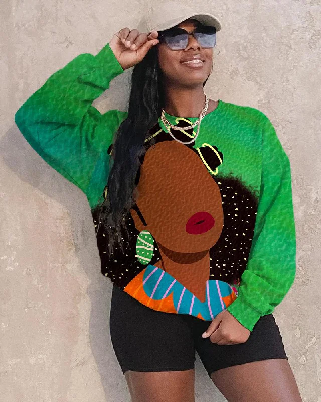 Bantu Knots Long Sleeve Crewneck Sweatshirt