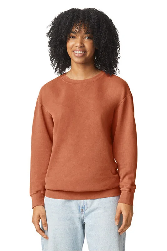 Comfort Colors Mens Garment Dyed Fleece Crewneck Sweatshirt - Yam Orange