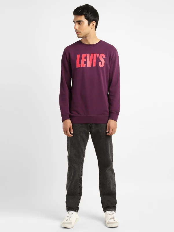 Men's Solid Purple Crew Neck Sweatshirt