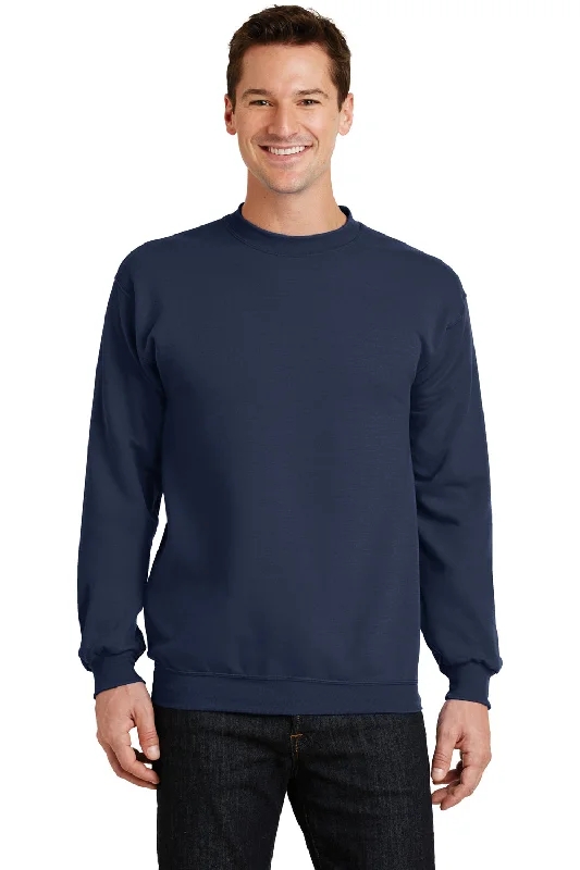 Port & Company Mens Core Pill Resistant Fleece Crewneck Sweatshirt - Navy Blue