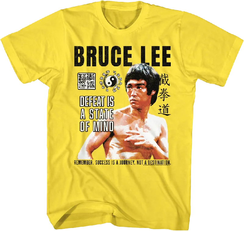 Vintage Yellow Defeat Is A State Of Mind Bruce Lee T-Shirt