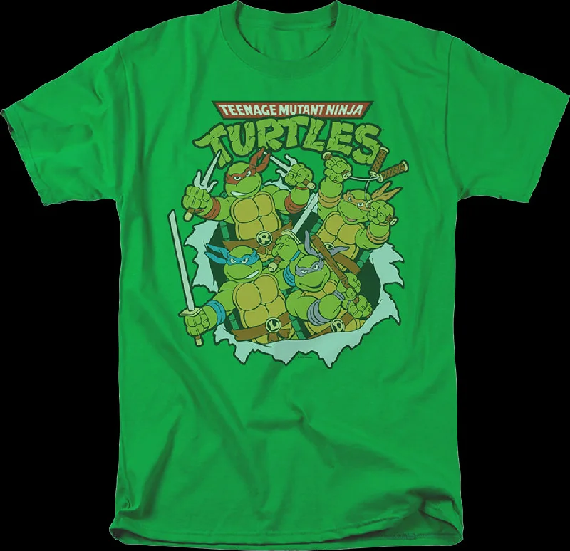 Vintage Green Group Photo Teenage Mutant Ninja Turtles T-Shirt