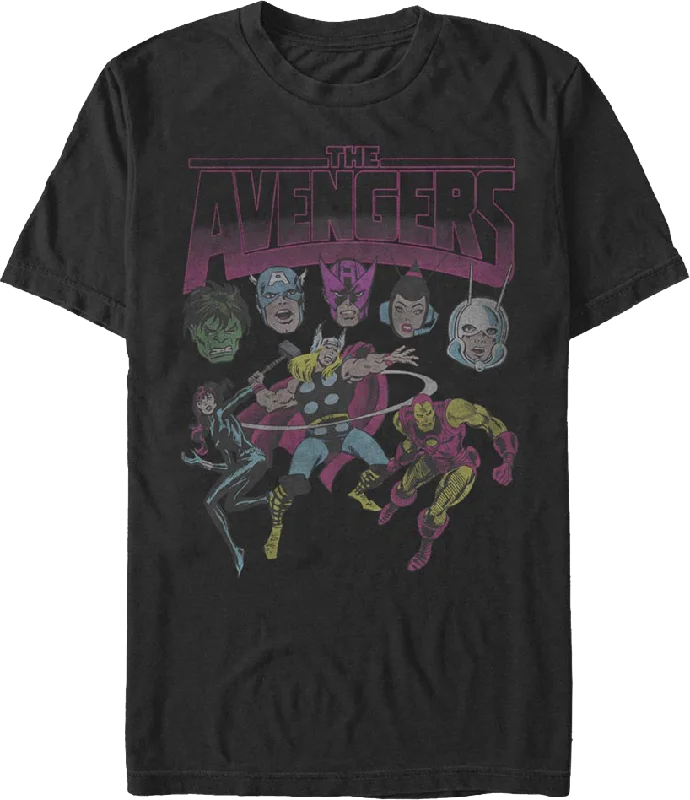 Retro Avengers Character Collage Marvel Comics T-Shirt