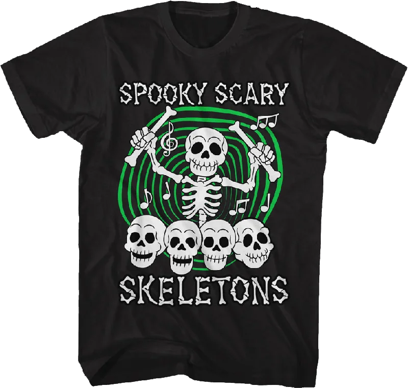 Skull Drummer Spooky Scary Skeletons T-Shirt