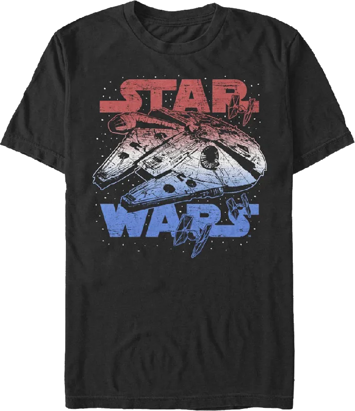 Red White Blue Millennium Falcon Star Wars T-Shirt