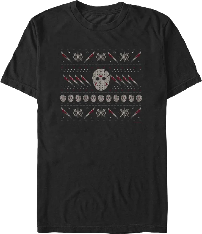 Jason Faux Ugly Christmas Sweater Friday the 13th T-Shirt