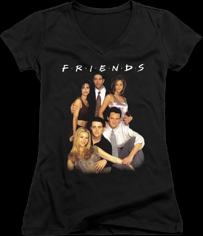 Ladies Cast Photo Friends V-Neck Shirt