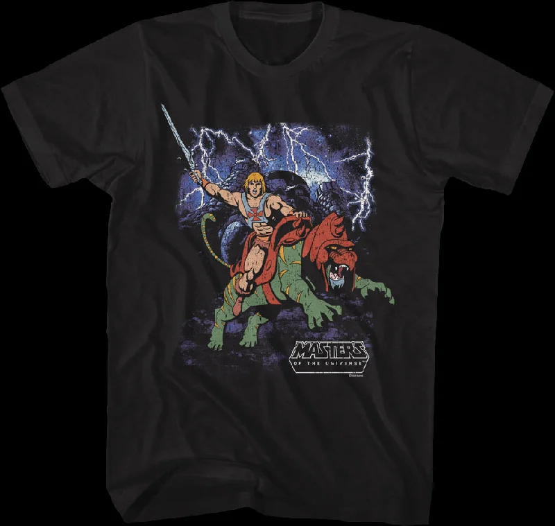 Vintage He-Man & Battle Cat Poster Masters of the Universe T-Shirt