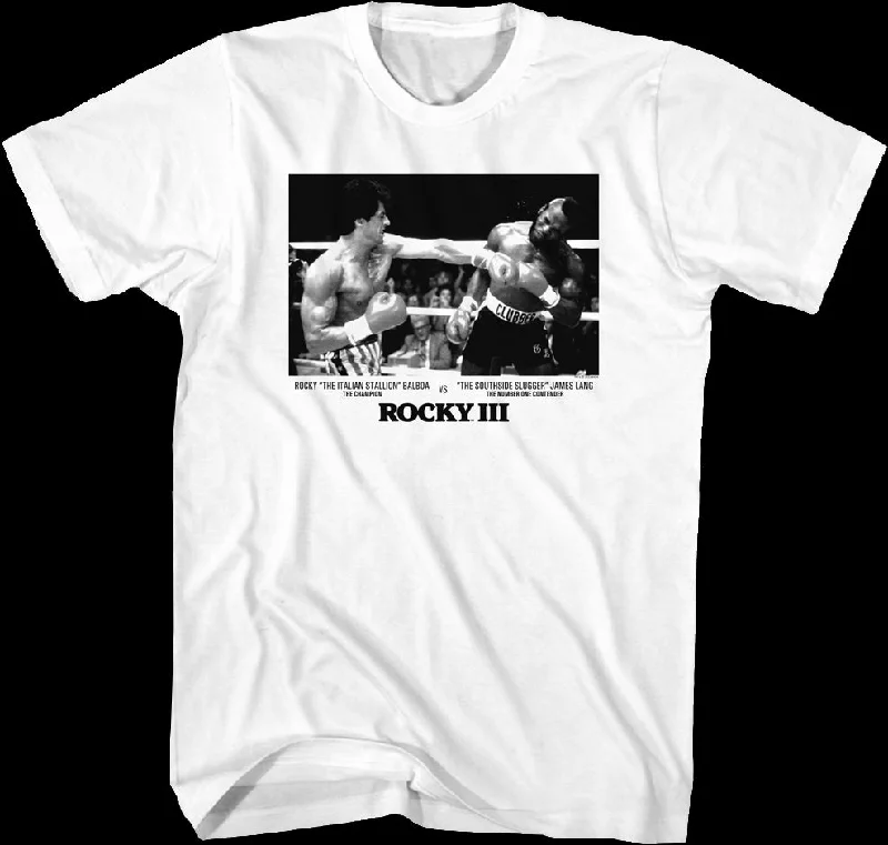 Rocky Balboa vs. Clubber Lang Black And White Photo Rocky III T-Shirt