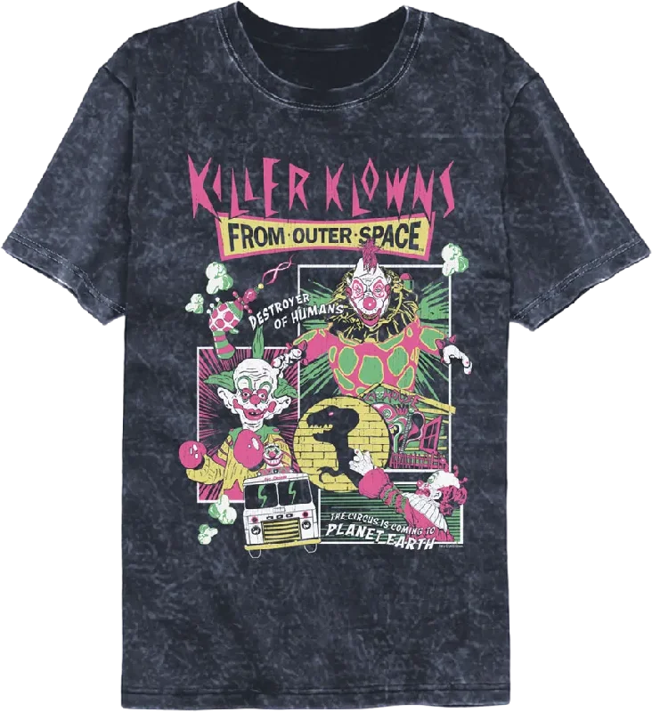 Panel Collage Killer Klowns From Outer Space Mineral Wash T-Shirt