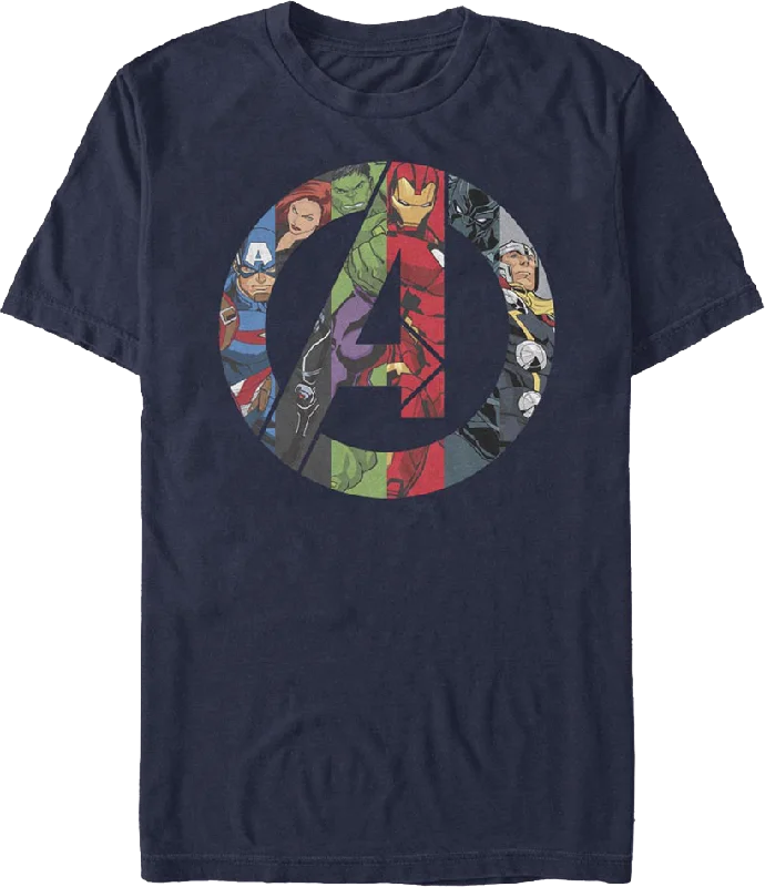 Avengers Characters And Logo Marvel Comics T-Shirt