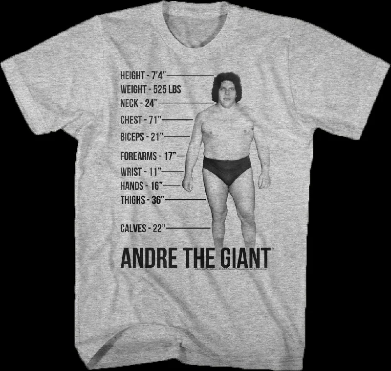 Measurements Andre The Giant T-Shirt