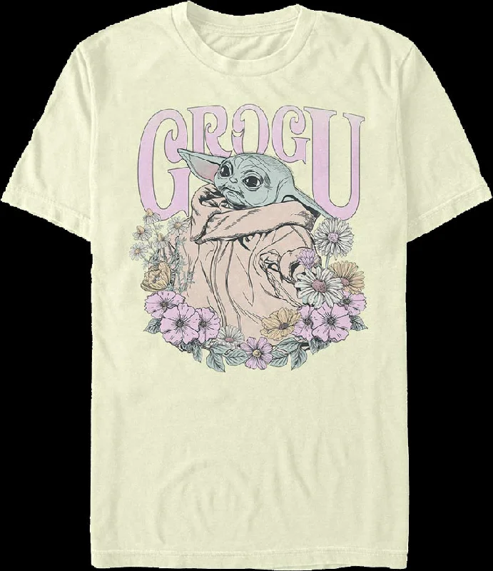 Grogu Flowers Mandalorian Star Wars T-Shirt