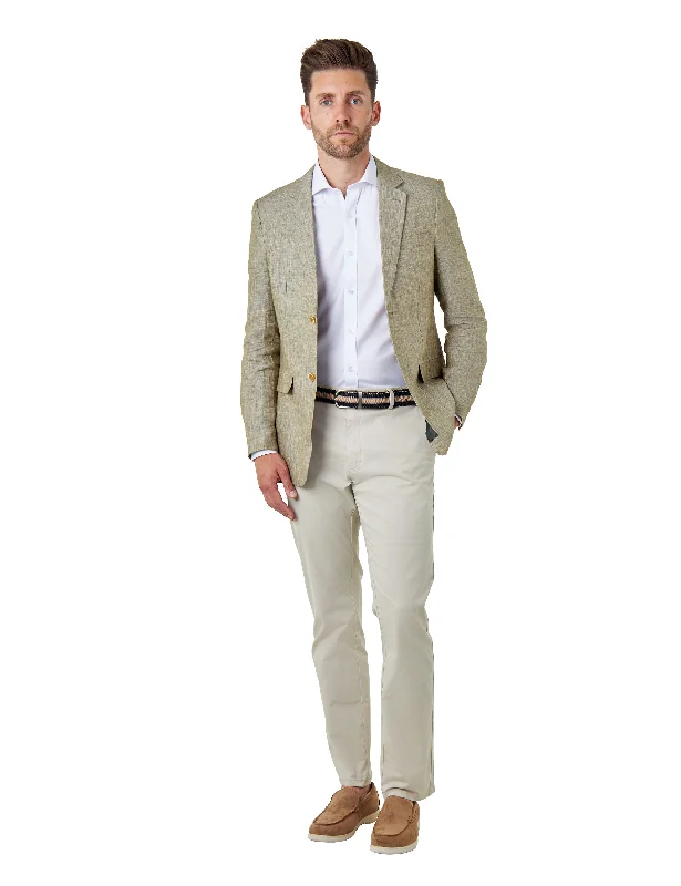 LEWIS - Sage Green Linen Tailored Fit Summer Suit Blazer