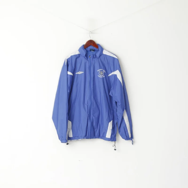 Umbro Men XL Jacket Blue Ballybofey United Football Club Nylon Hidden Hood Top