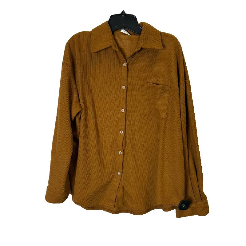 Jacket Shirt By Clothes Mentor In Brown, Size: Xl