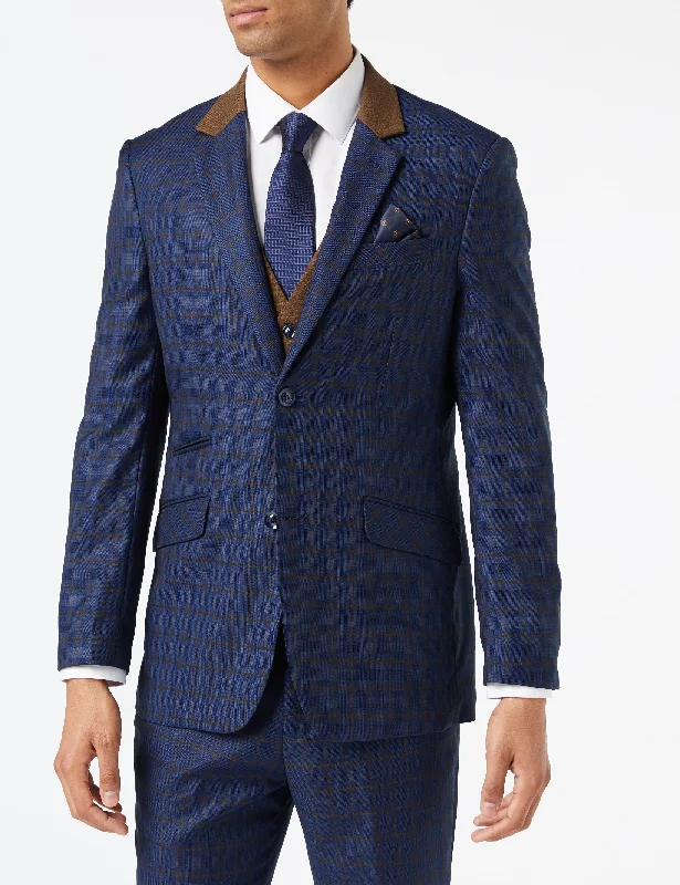 FALCO BLUE GRID CHECK JACKET AND WAISTCOAT