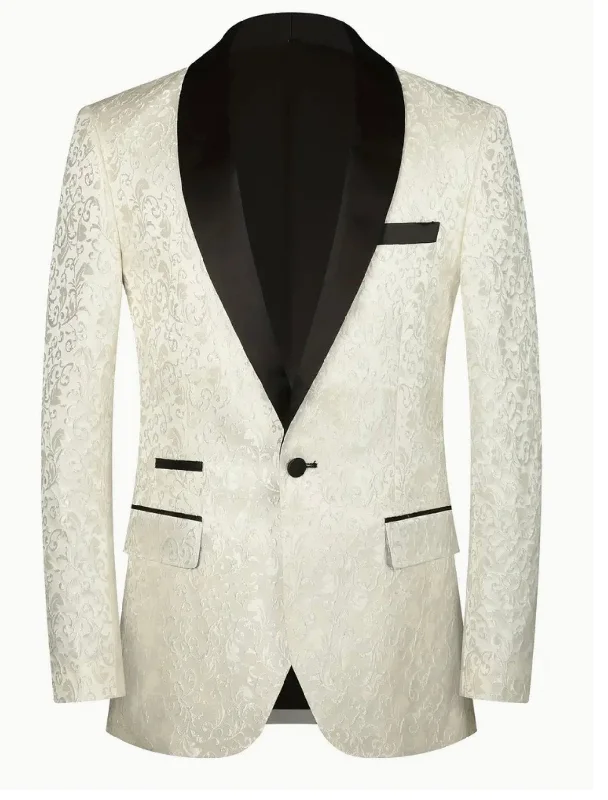 Stylish Jacquard Shawl Lapel Blazer for Men -XT208592