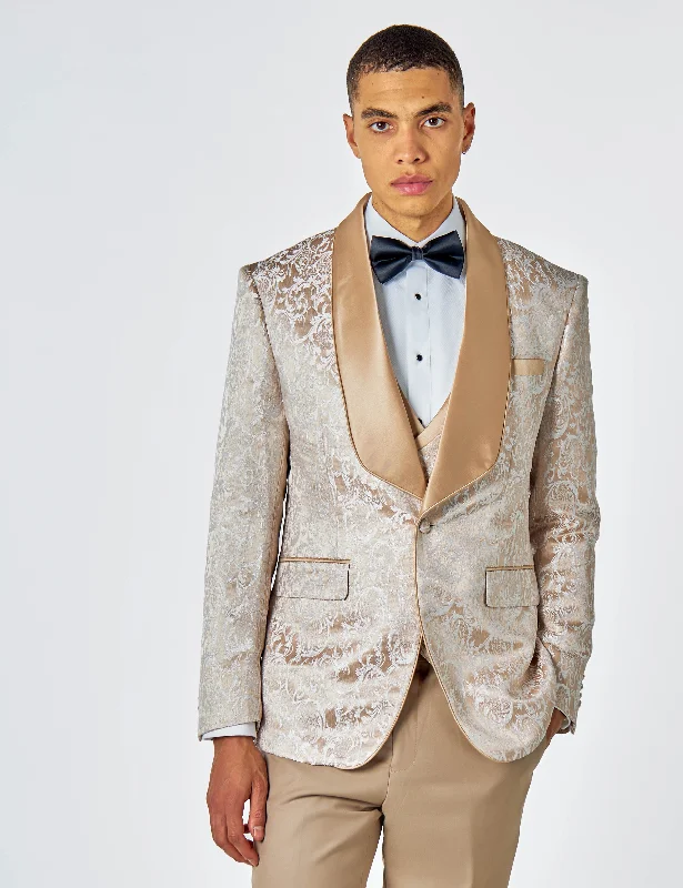 LOUIS – CHAMPAGNE DINNER TUXEDO JACKET GOLD JACQUARD PRINT