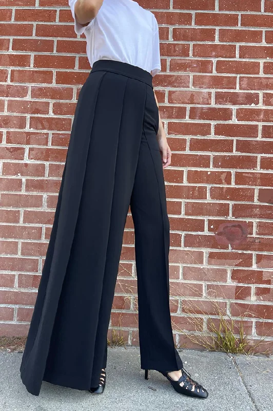 Asymmetrical Wide Pants in Black