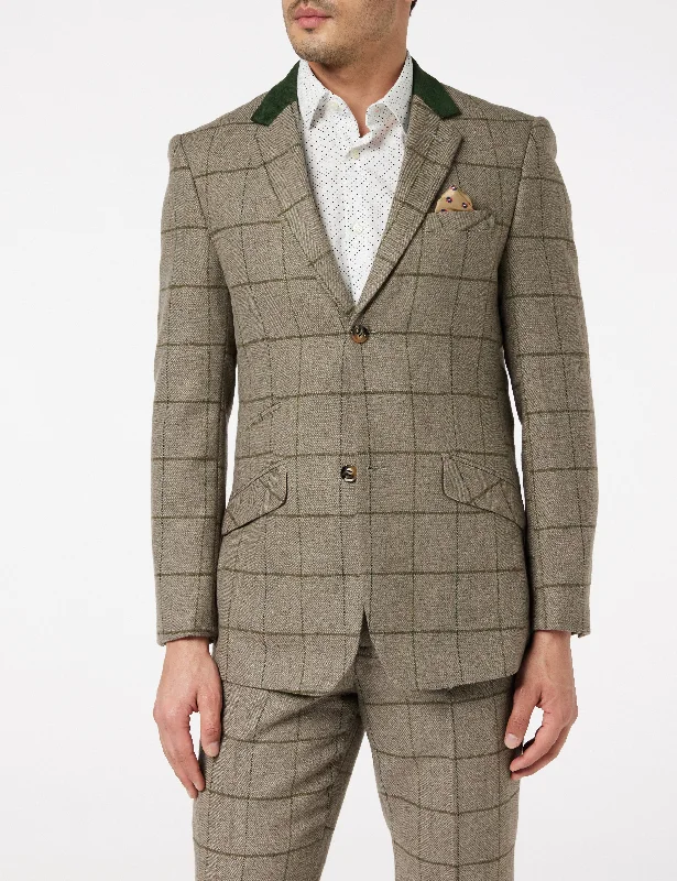 EVAN - GREY TWEED HERRINGBONE CHECK JACKET & WAISTCOAT