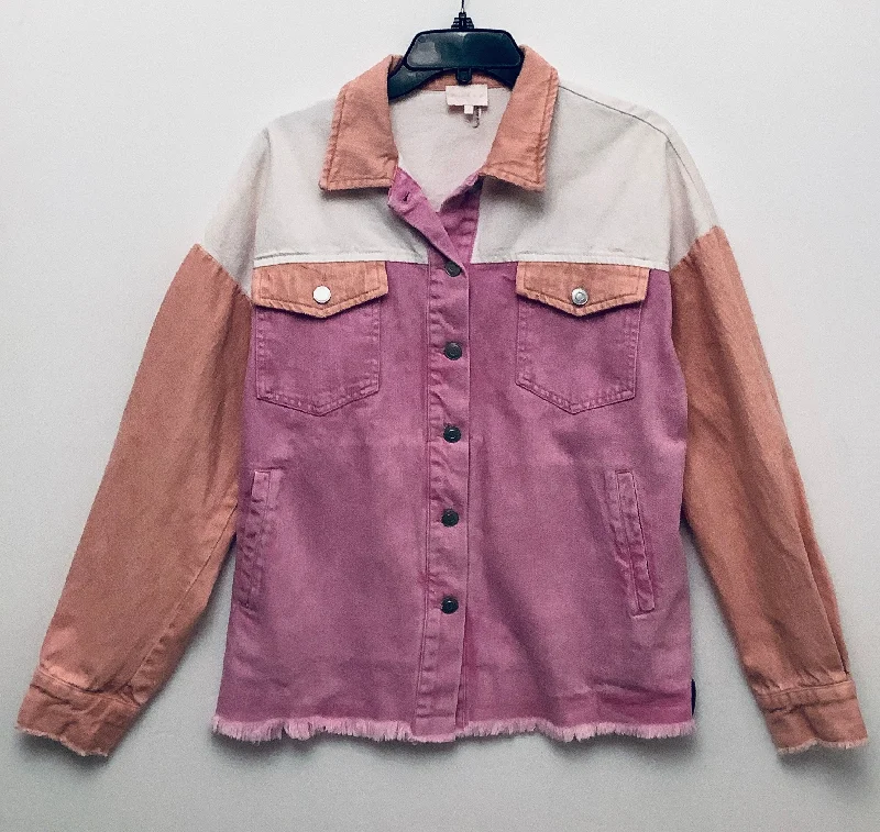 Jacket Shirt By Entro In Pink, Size: S