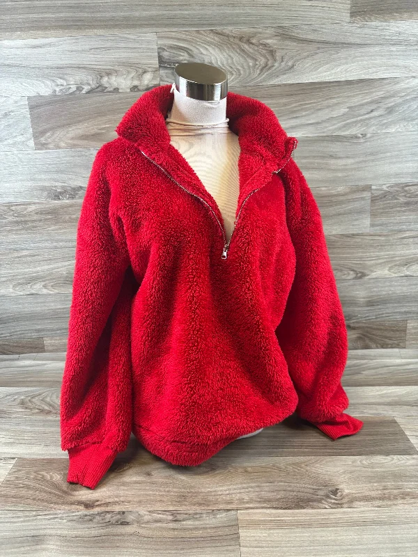 Jacket Faux Fur & Sherpa By Loft In Red, Size: L