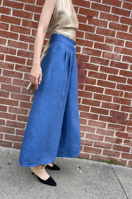 High Waist Denim Pants in Wave Blue