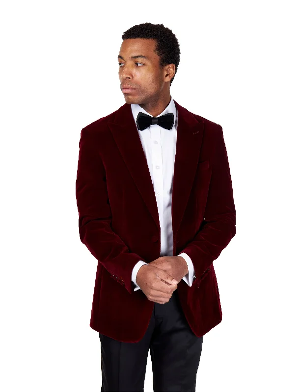 STAN – BURGUNDY VELVET TUXEDO SMOKING JACKET