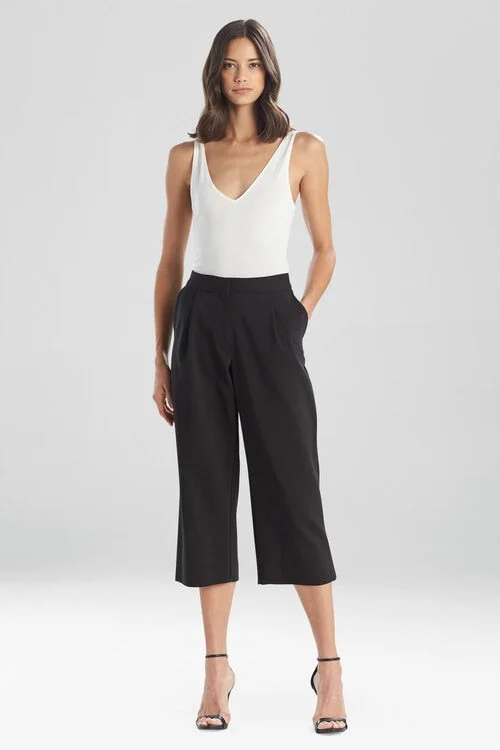 Stretch Cotton Blend Crop Pants