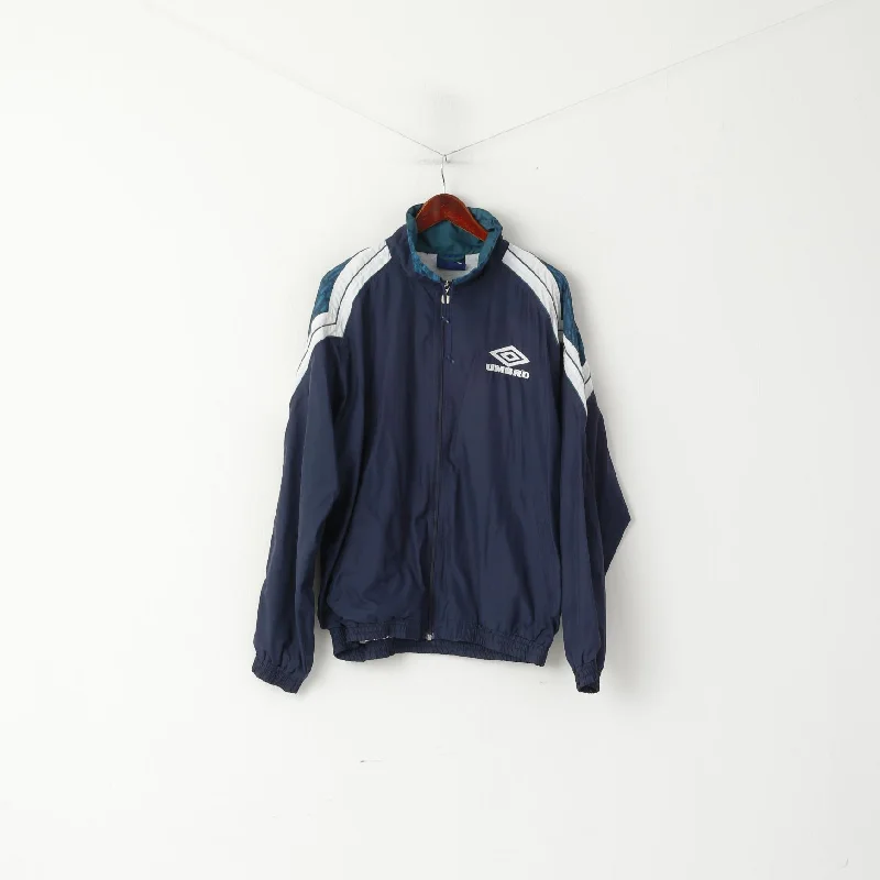 Umbro Men L Jacket Navy Activewear Vintage 90s Retro Zip Up Training Sportswear Top